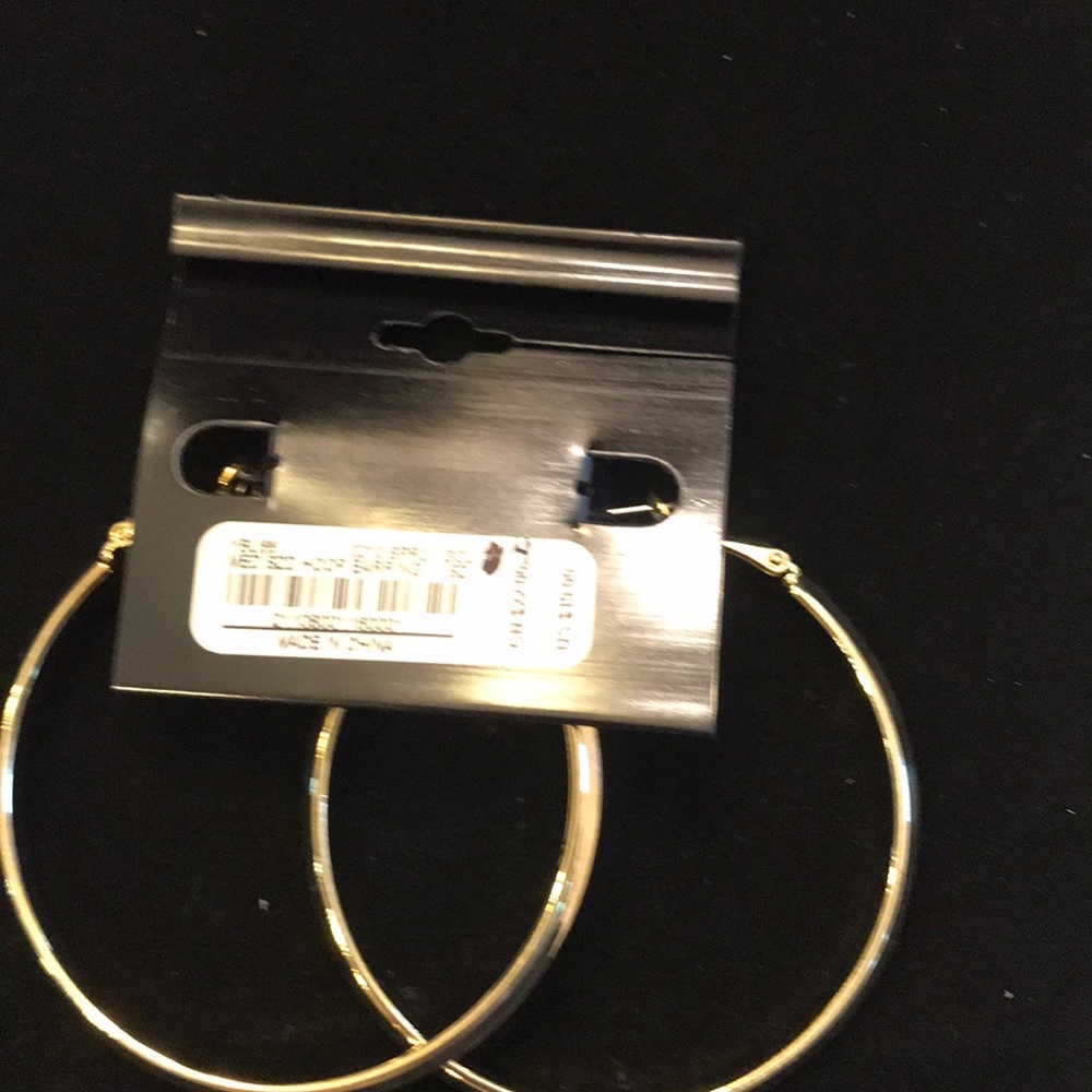 Bebe, gold 2” hoop earrings. - Picture 2 of 2